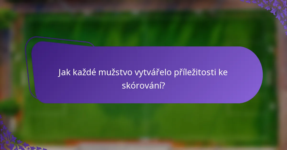 Jak každé mužstvo vytvářelo příležitosti ke skórování?