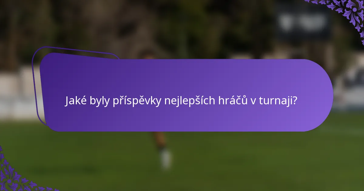 Jaké byly příspěvky nejlepších hráčů v turnaji?