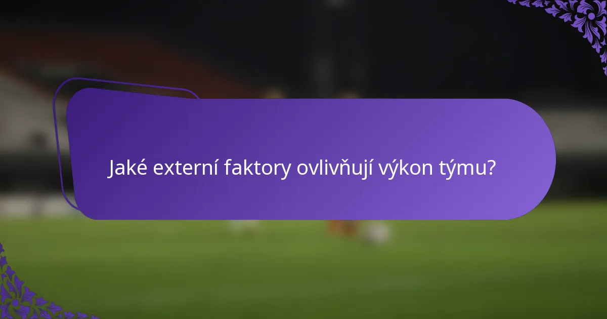 Jaké externí faktory ovlivňují výkon týmu?