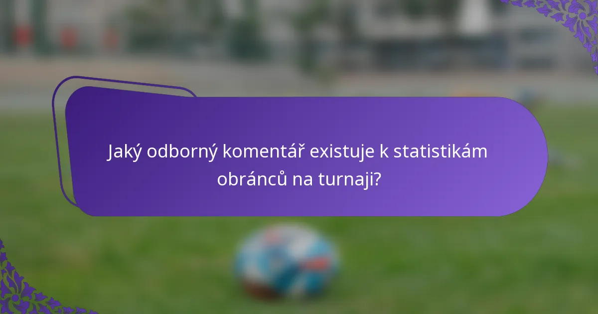 Jaký odborný komentář existuje k statistikám obránců na turnaji?