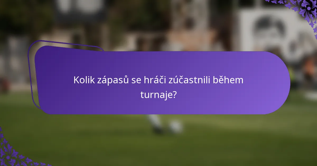 Kolik zápasů se hráči zúčastnili během turnaje?